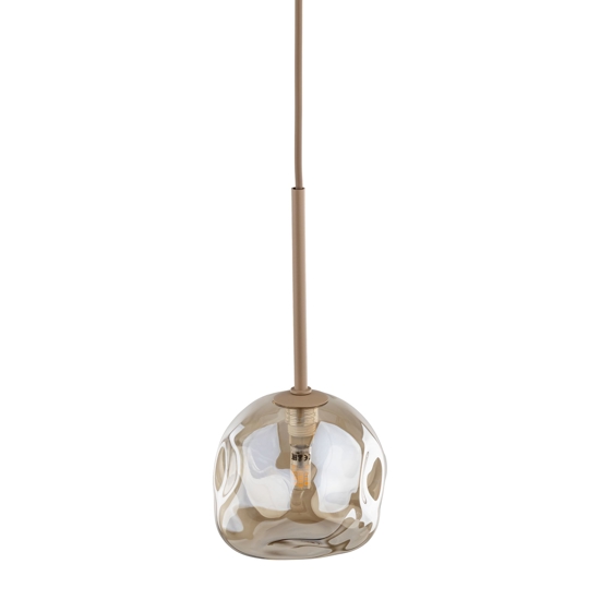 lampada a sospensione sfera di vetro cognac design moderno